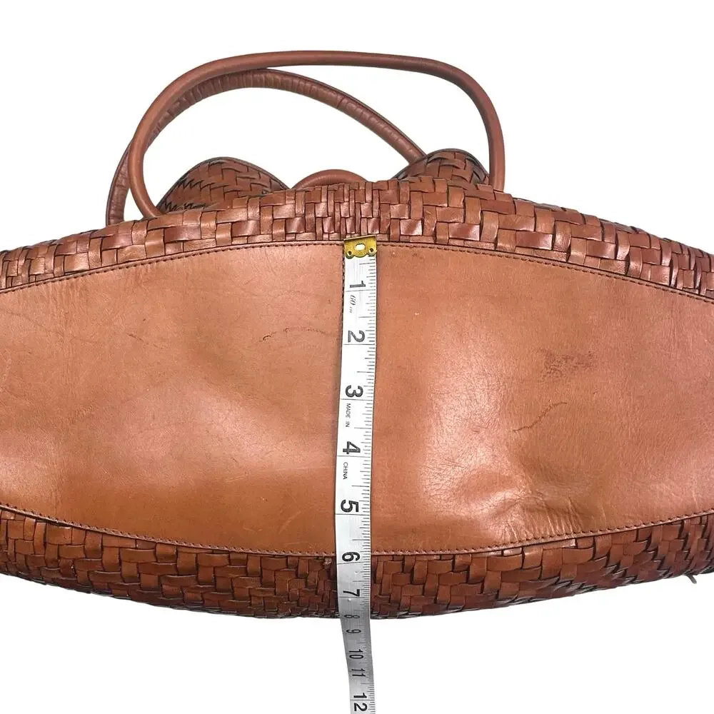 Cole Haan | Women | Genevieve Woven Leather Cognac Hobo Satchel Shoulder Handbag